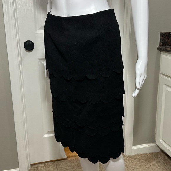 Anthropologie Maeve Scallop Tiered Layer Wool Blend Pencil Skirt - Picture 2 of 5